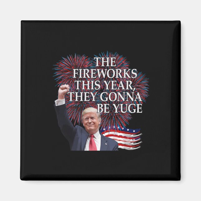 Imán Cute Trump 4 de julio de fuegos artificiales va a  (Frente)