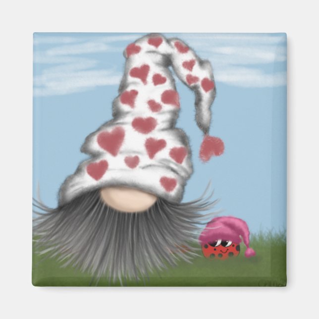 Imán Cute Valentine Gnome (Frente)