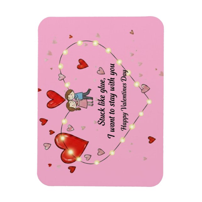 Imán cute valentine's day couple heart custom (Vertical)