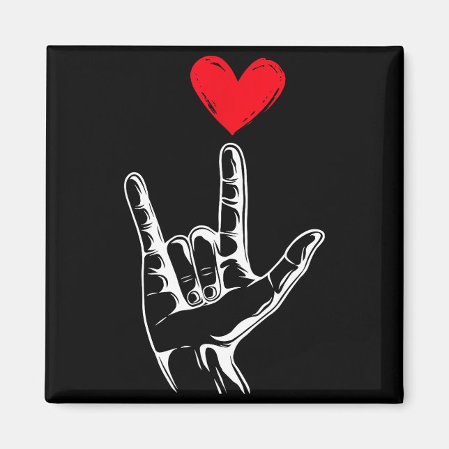 Imán Cute Valentines Day I Love You Hand Sign Language  (Frente)