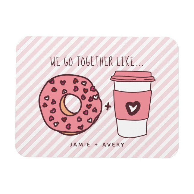 Imán Cute, vamos juntos como donuts y café Valentine (Horizontal)