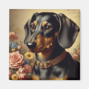 Imán Cute Vintage Dachshund Pintura