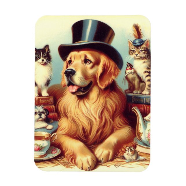 Imán Cute Vintage Dog Pintura (Vertical)