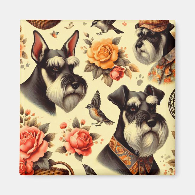 Imán Cute Vintage Schnauzer (Frente)