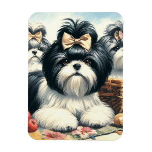 Imán Cute vintage Shih-Tzu Pintura