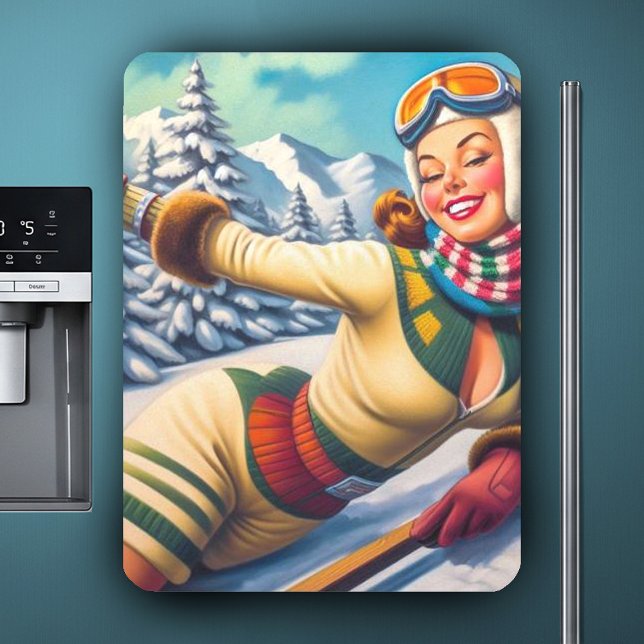 Imán Cute Vintage Ski Pin Up (Subido por el creador)