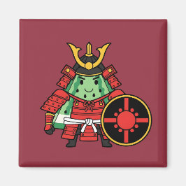 Imán Cute Watermelon Shogun Samurai Warrior Illustratio