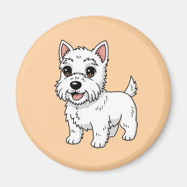 Imán Cute West Highland White Terrier Dog Beige