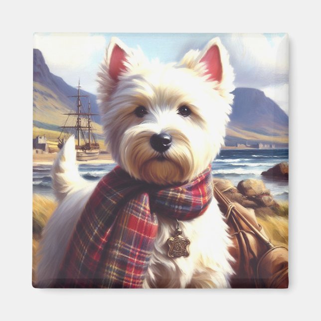 Imán Cute West Highland White Terrier Pintura (Frente)