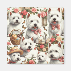 Imán Cute West Highland White Terrier Seamless
