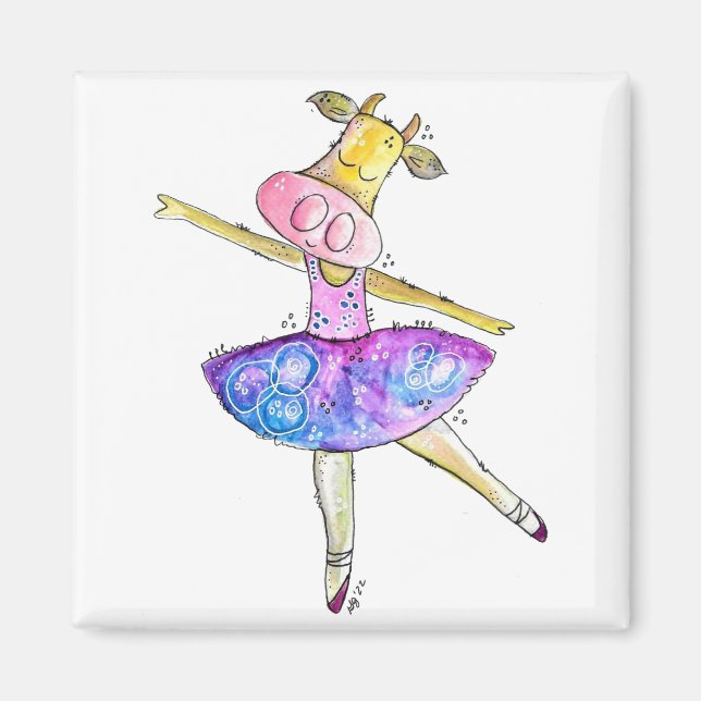 Imán Cute Whimsical Ballerina Cow (Frente)