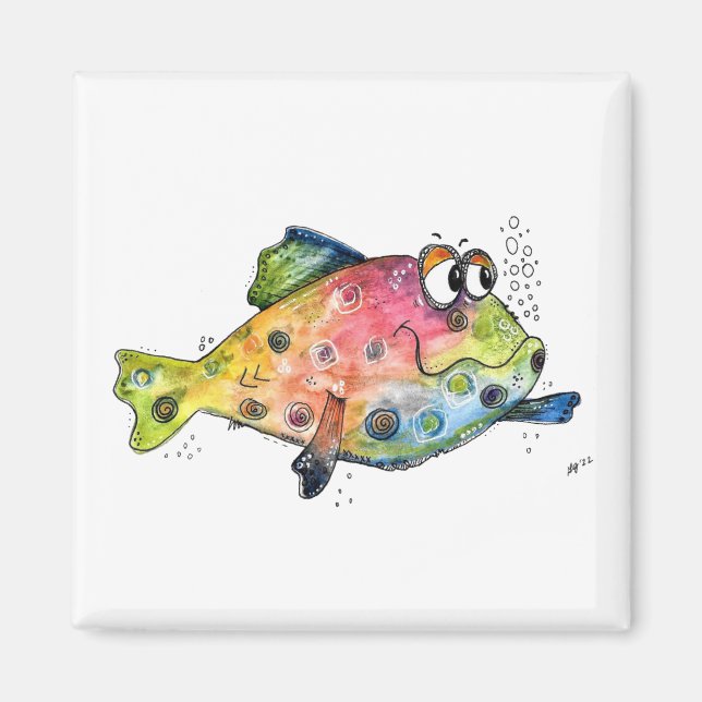 Imán Cute Whimsical Colorous Fish (Frente)