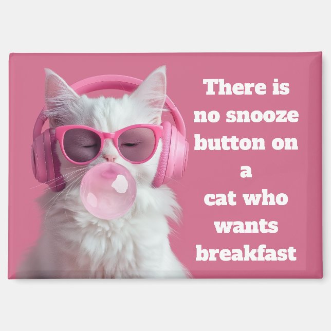 Imán  Cute  White Cat  – Personalized (Anverso)