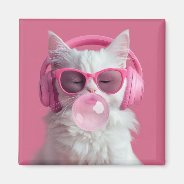 Imán  Cute  White Cat  – Personalized (Frente)