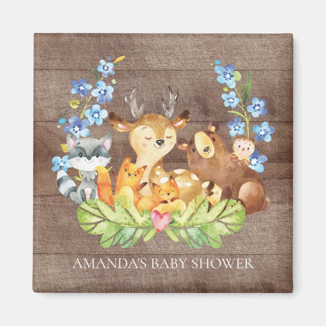 Imán Cute Woodland Animals Baby Shower Favor Magnet (Frente)