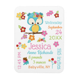 Imán Cute Woodland Owl Baby Girl Record Stats