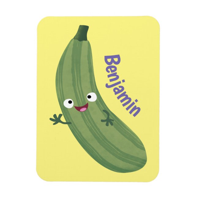 Imán Cute zucchini feliz personalizado ilustracion (Vertical)