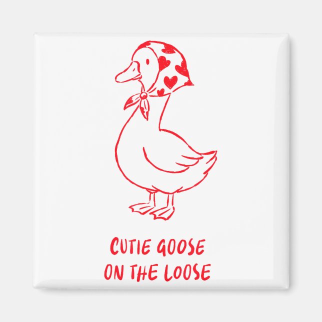 Imán Cutie Goose Valentine Hearts Bandana Cute Barnyard (Frente)