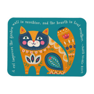 Imán Cuto gato boho con cita