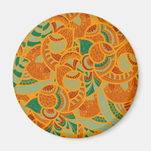 Imán Cuto naranja abstracto flores sin costura cerámica