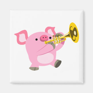 Imán Cuto Personalizado Cerdo Jugando Trumpet Magnet