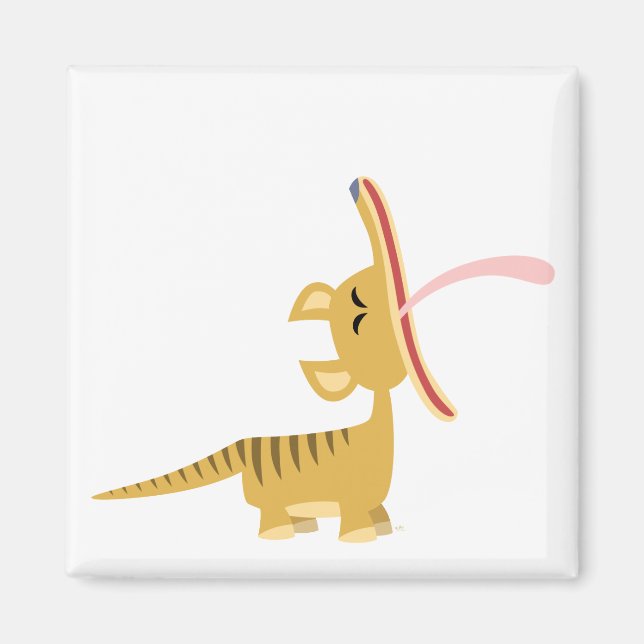 Imán Cuto Personalizado Yawning Thylacine Magnet (Frente)