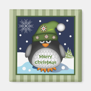 Imán Cuto pingüino y Feliz Navidad Magnet
