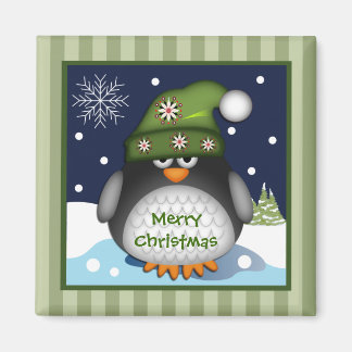 Imán Cuto pingüino y Feliz Navidad Magnet