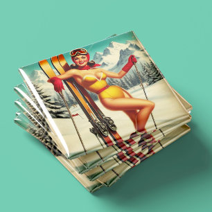 Imán Cuto Vintage Ski Pin Up