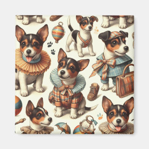 Imán Cuto vintage Toy Fox Terrier Seamless