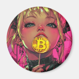 Imán Cyberpunk Bitcoin Waifu Anime Magnet