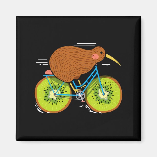 Imán Cycle New Zealand Funny Kiwi On A Bicycle Design I (Frente)