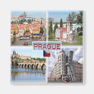 Imán CZ Praga - Castillo del casco antiguo - Puente Car