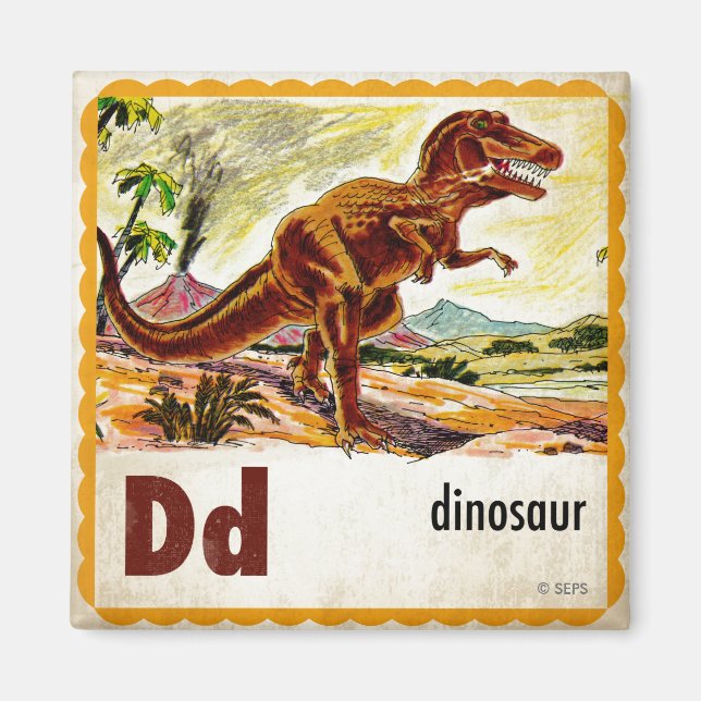 Imán D es para Dinosaur (Frente)