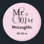 Imán D. y D. Boda Personalizado Pareja Nombre Fecha<br><div class="desc">Imán personalizado para la pareja feliz con apellido y fecha boda. El color de fondo es el personalizable.</div>