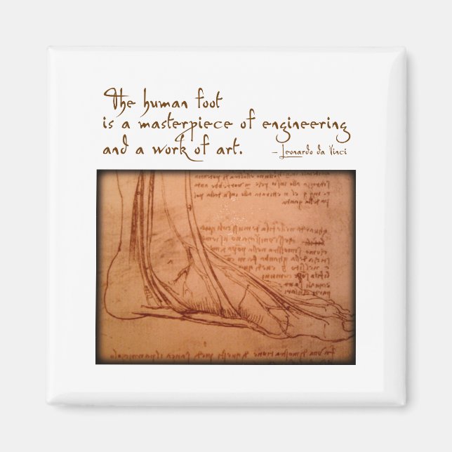 Imán da Vinci: "El pie humano es..." (Frente)