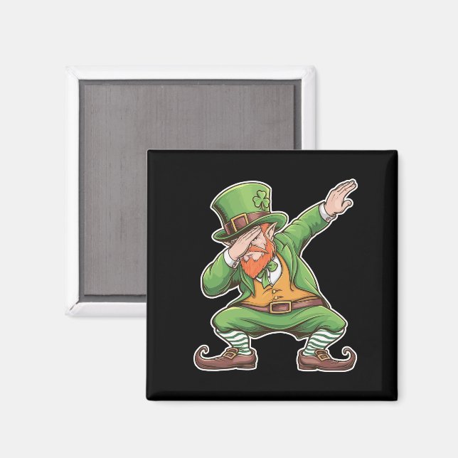Imán Dab Dabbing Leprechaun en verde (Anverso/Reverso)