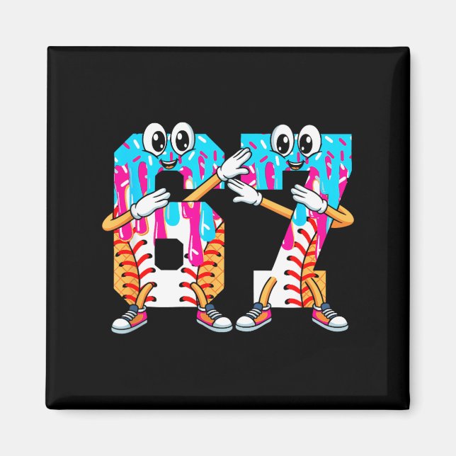 Imán Dabbing Baseball Ice Cream Drip Number 67 Birthday (Frente)