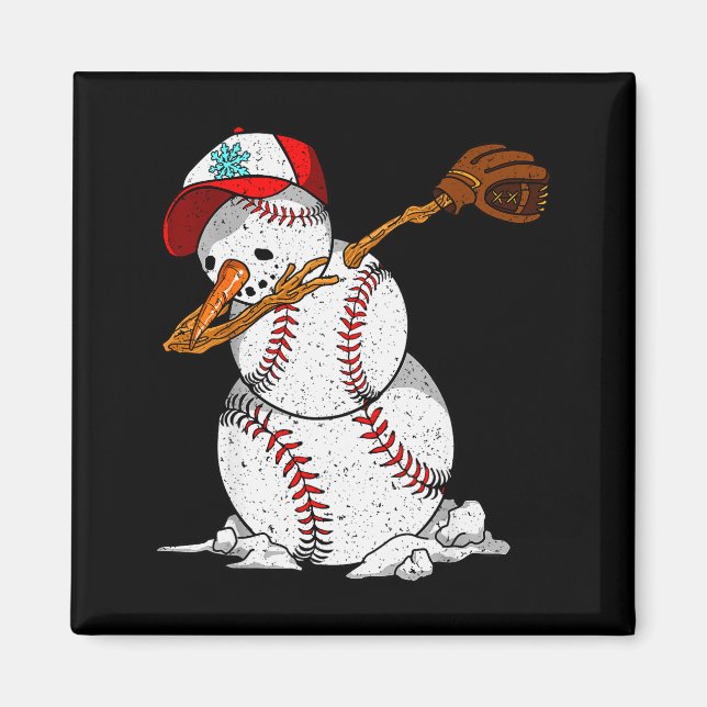 Imán Dabbing Baseball Snowman Snow Christmas Xmas Holid (Frente)