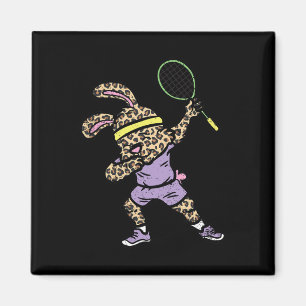 Imán Dabbing Bunny Badminton Player Easter Sport Rabbit