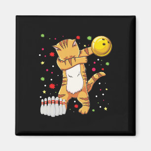 Imán Dabbing Cat Bowling Camisetas Funny Bowling Gift C