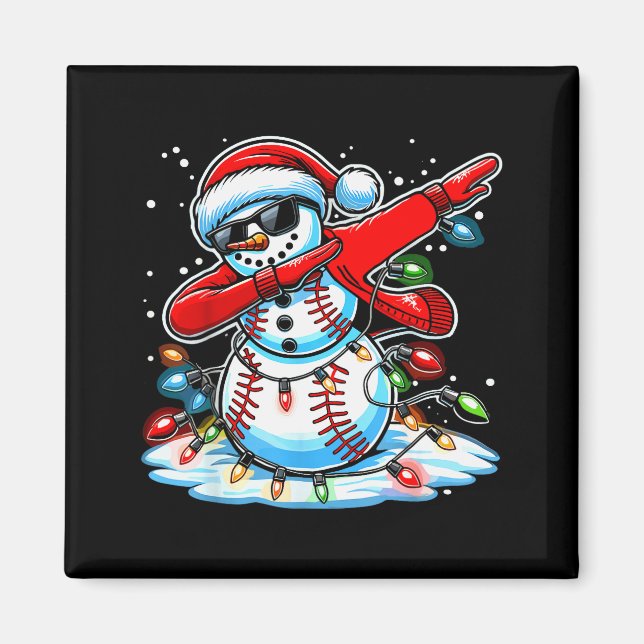 Imán Dabbing Christmas Baseball Snowman Boys Baseball W (Frente)