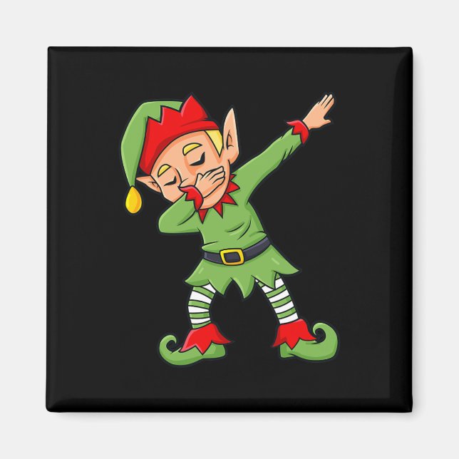 Imán Dabbing Elf Fun Navidades Niños Chicas Niños Dab X (Frente)