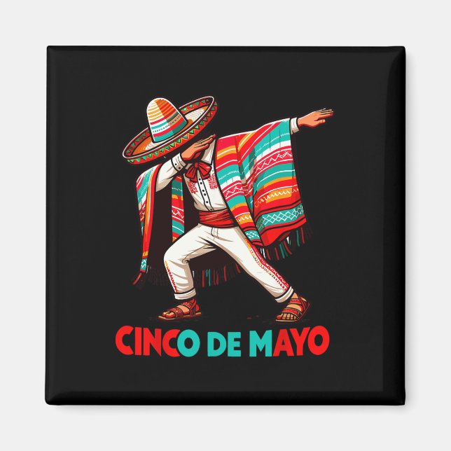 Imán Dabbing mexicano Poncho Cinco De Mayo Fiesta (Frente)