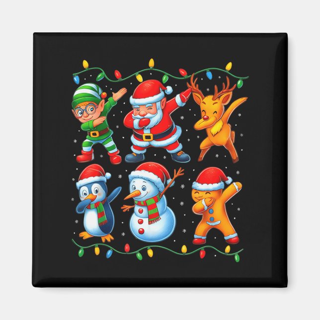Imán Dabbing Santa Elf Friends Christmas Boys Girls Men (Frente)