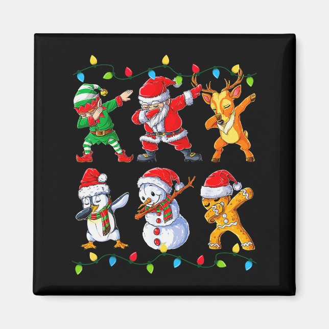 Imán Dabbing Santa Elf Friends Christmas Boys Girls Men (Frente)