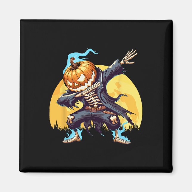 Imán Dabbing Skeleton Calabaza sin cabeza Dab Dance Boy (Frente)