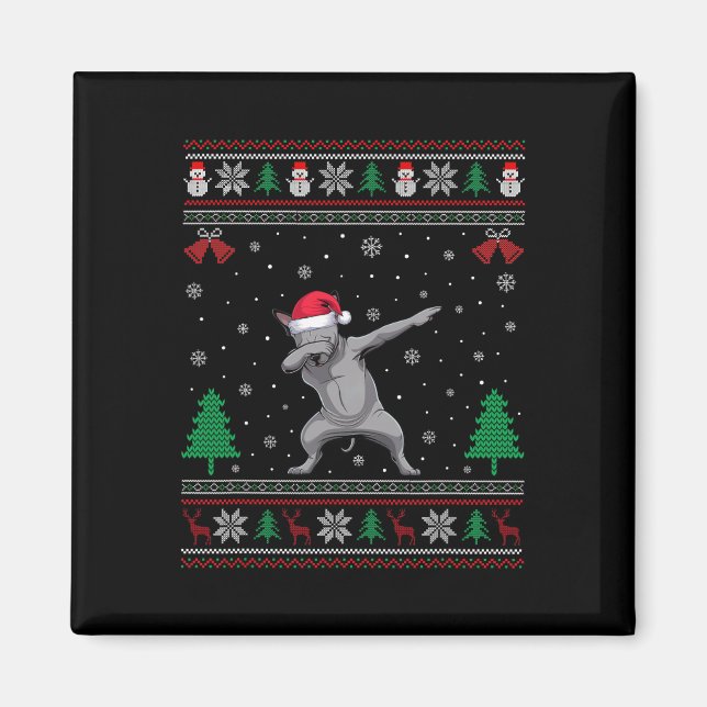Imán Dabbing Sphynx Perro Santa Hat Niños Chicas Chris (Frente)