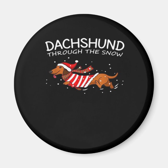 Imán Dachshund A Través De La Cla De Los Navidades De P (Frente)