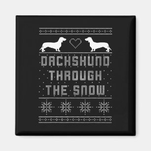 Imán Dachshund A Través De La Nieve Navidades Fea